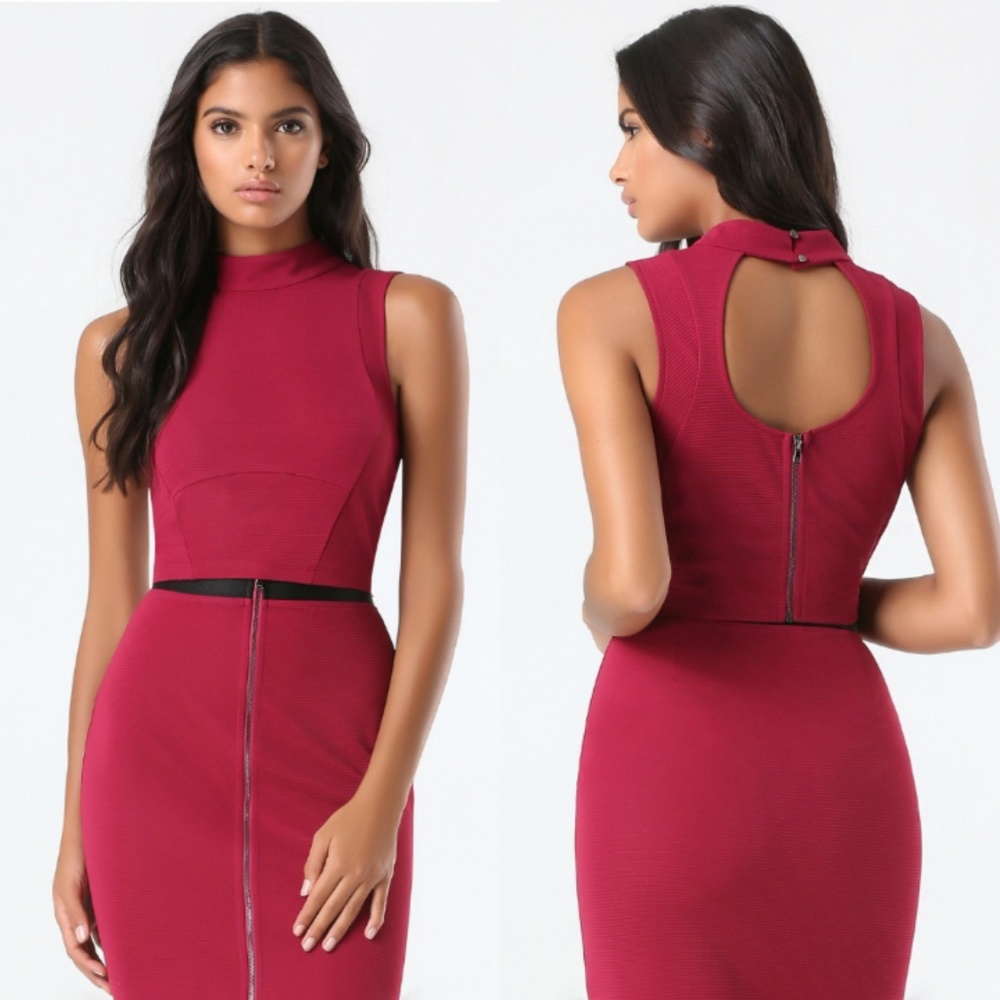 BEBE | High-Neck Burgandy Wine Crop Top